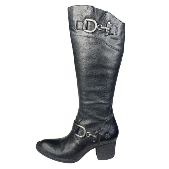 Born Women’s Shaylee Black Leather Side Zip Riding Boots Size US 6 - Picture 3 of 13